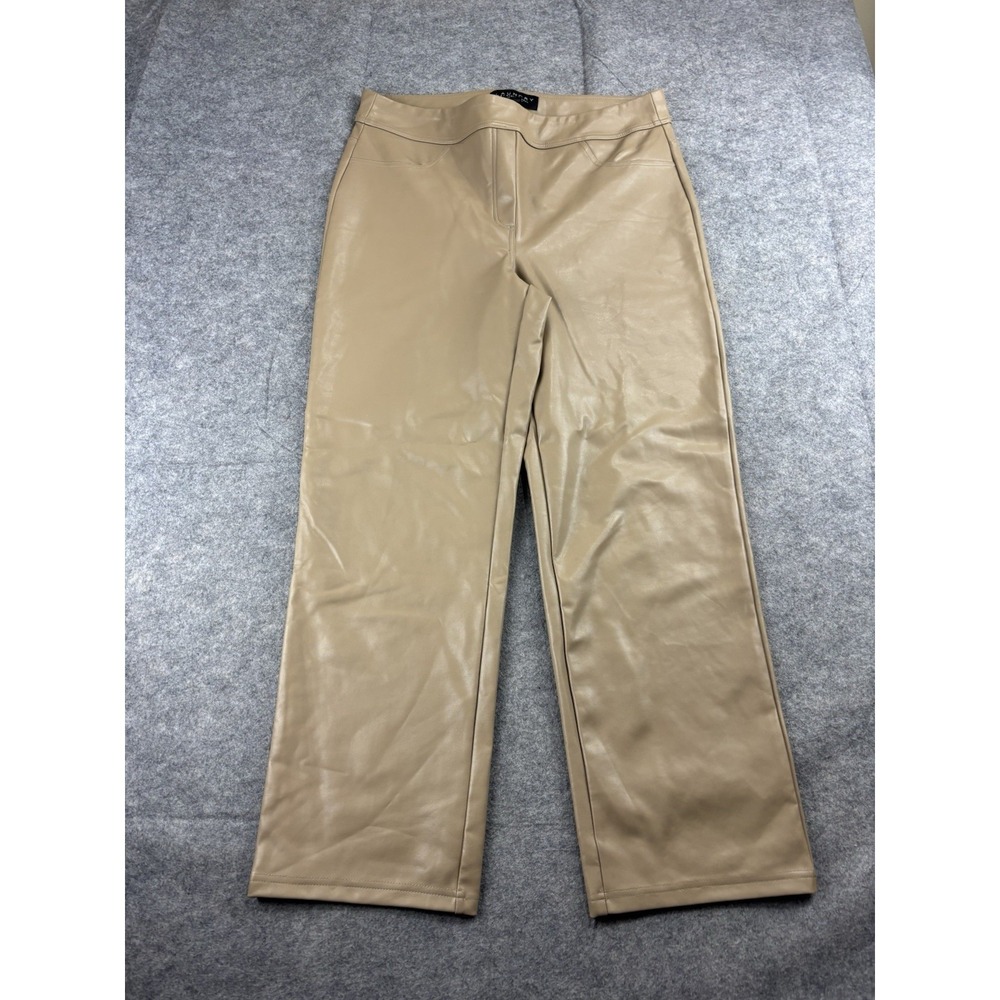 Laundry by Shelli‎ Segal Tan Wide Leg Crop Faux Leather Pants Women's L Timeless